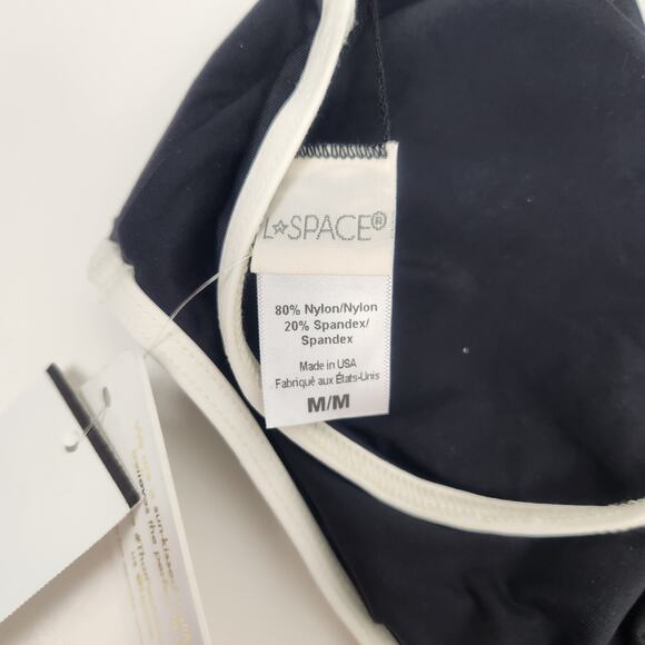 L*Space Pamela Bikini Top in Black Cream Size Medium NWT Racerback - Picture 5 of 6